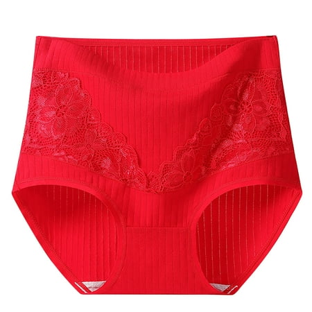 MuZeFu Underwear for Women Plus Size High Waisted Women s Solid Lace Plus Size High Waist Leak Proof Cotton Crotch Shorts Underwear Panties