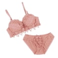 thumbnail image 2 of Conjunto de sujetador y braguita push up para mujer, lencería sexy con bordado de encaje, color rosa 85B, 2 of 8