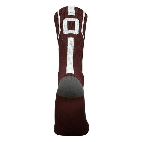 Mk Socks Player ID Jersey Number SINGLE Crew Sock - Maroon, White (SINGLE-0, S)