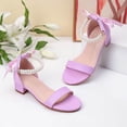 thumbnail image 2 of Krdevn Ankle Strap Open Toe Block Heel Dress Sandals, Pearl and Bow Detail Lightweight Party Shoes (Little Girls, Big Girls),7-8 Years, 2 of 8