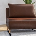 thumbnail image 6 of Merrick Lane Convertible Tri-Fold Sleeper Chair with Channel Stitching and Pillow in Brown Faux Leather, 6 of 13