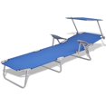 thumbnail image 2 of vidaXL Chaise Longue avec Auvent Bleu Acier, 2 of 5