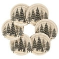 thumbnail image 7 of Yayeee 6 PCS Drink Coasters with Holder Set Woven Absorbent Round Tabletop Hot Pad, Hand Drawn Christmas Trees, 7 of 7