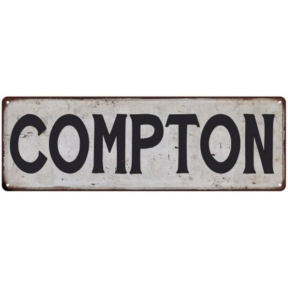 COMPTON Vintage Look Rustic Chic Metal Sign 8x24 108240036812