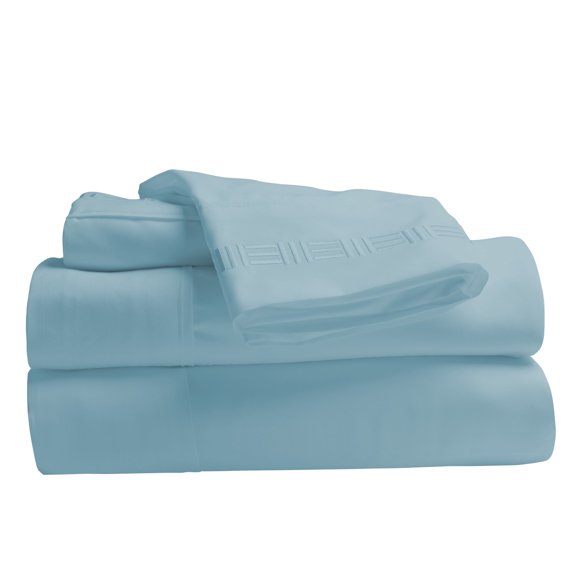 Comfy Bamboo World 9900 Series 100gsm Embroidered Bedsheets Sheet Set, Full Size, Light Blue