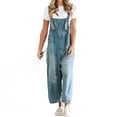 thumbnail image 2 of Sleeveless Women Casual Denim Jumpsuit Loose Wide Leg Jeans Oversall Bib Pants, 2 of 6