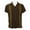 Tan Brown, variant on Men's Guayabera Shirt Embroidered Stripe Casual Cuba Beach Wedding Button Up Tee, Black White, M