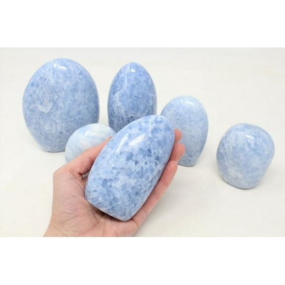 Blue Calcite Polished Freeform, Large Free Standing Cut Base, Specimens, Healing Crystals, Throat Chakra, Calcite Specimen