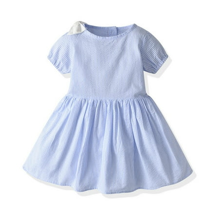 

dmqupv Cute Dresses For Teen Girls Little Girls Summer Sleeveless Dress Causal Floral Beach Sundress Tiered Swing Princess Dress with Ruffle Sleeve 2-8T Light Blue 5-6 Years