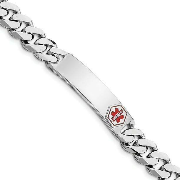 Sterling Silver Medical ID Curb Link Bracelet - 46.3 Grams - 8 Inch ...