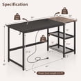 thumbnail image 3 of Costway 59" Computer Desk PC Laptop Workstation w/ Charging Station & Storage Shelves, 3 of 10