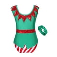 thumbnail image 6 of IEFIEL Kids Girls Christmas Gymnastic Leotard with Headband Outfit Christmas Elf Cosplay Costume Sleeveless Dance Leotard Green 12, 6 of 7
