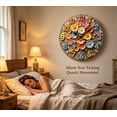 thumbnail image 2 of VOCOO 10" Wooden Colorful Chrysanthemum 3D Wall Clock, Silent Non-Ticking Movement, Vintage Boho, 2 of 10