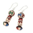 thumbnail image 3 of NOVICA Artisan Handpainted Ceramic Dangle Earrings from India Multicolor [2 in L x 0.5 in W x 0.5 in D] ' Aztec Style', 3 of 6