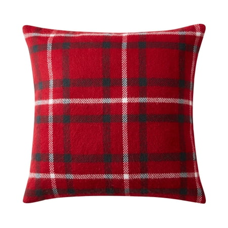 My Texas House Tatum Plaid Square Decorative Pillow Cover, 20" x 20", Red