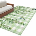 thumbnail image 2 of Area Rug for Living Room, Spring Plants Non-Slip Indoor Large Carpet for Bedroom/Dining Room, Watercolor Birds Leaves Flowers Green Plaid Washable Low-Profile Rectangle Floor Runner Rugs - 4 x 6 Ft, 2 of 7