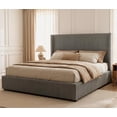 thumbnail image 3 of Queen Size Upholstered Platform Bed Frame with Storage Drawers, Corduroy Wingback with Tufted Headboard and Footboard, No Box Spring Needed, Grey, 3 of 8