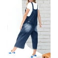 thumbnail image 3 of Women Loose Adjustable Strap Denim Bib Overall Jeans Distressed Wide Leg Baggy Overalls Jumpsuit, 3 of 5
