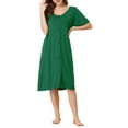 thumbnail image 2 of INSPIRE CHIC Women's Nightgown Button Down Soft Modal Short Sleeve Pajama Sleepshirts L Green, 2 of 6
