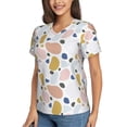 thumbnail image 2 of Vsdgher Geometric Spots Women Shirts V Neck Short Sleeve Tops T-Shirt Basic Tees, S to 3XL3X-Large, 2 of 5