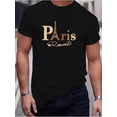thumbnail image 1 of Men'S Vintage Paris Romantic T-Shirt, Crew Neck, Asymmetrical Alphabet Print, Regular Fit, Slight Stretch, 1 of 5