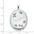 thumbnail image 3 of 925 Sterling Silver Rhod Plated Flower Grandma 34mm Oval Locket Pendant Charm, 3 of 7