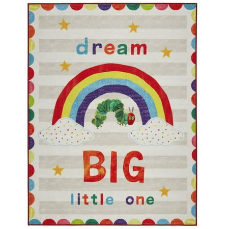 UPC: 0769924662434 | Eric Carle The Very Hungry Caterpillar Elementary Dream Big Little One Kids Machine Washable Area Rug White/Grey 4 11 x6 6