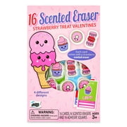 Mello Smello Valentine's Day Scented Eraser Strawberry Treat Valentine Kiddie Cards, 16CT