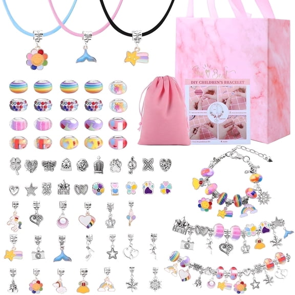 Yalumo 67pcs Charm Bracelet Making Kit, Girls Bracelet Jewelry Making Kit DIY, Birthday Gifts Set