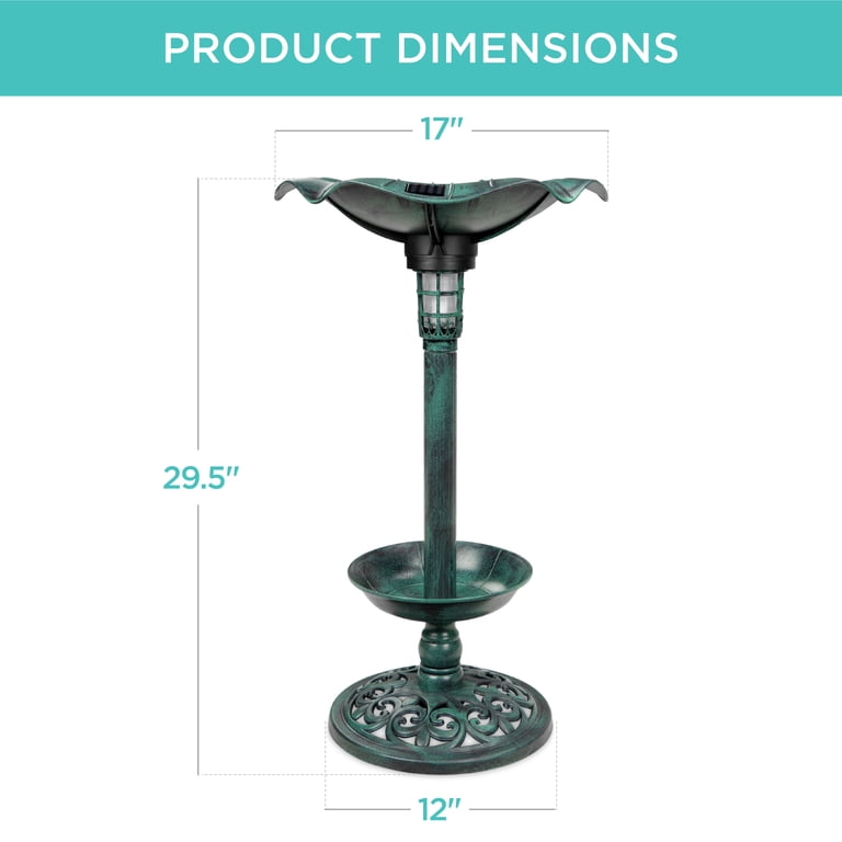 Best Choice Products Solar Bird Bath with Planter, Green photo 7