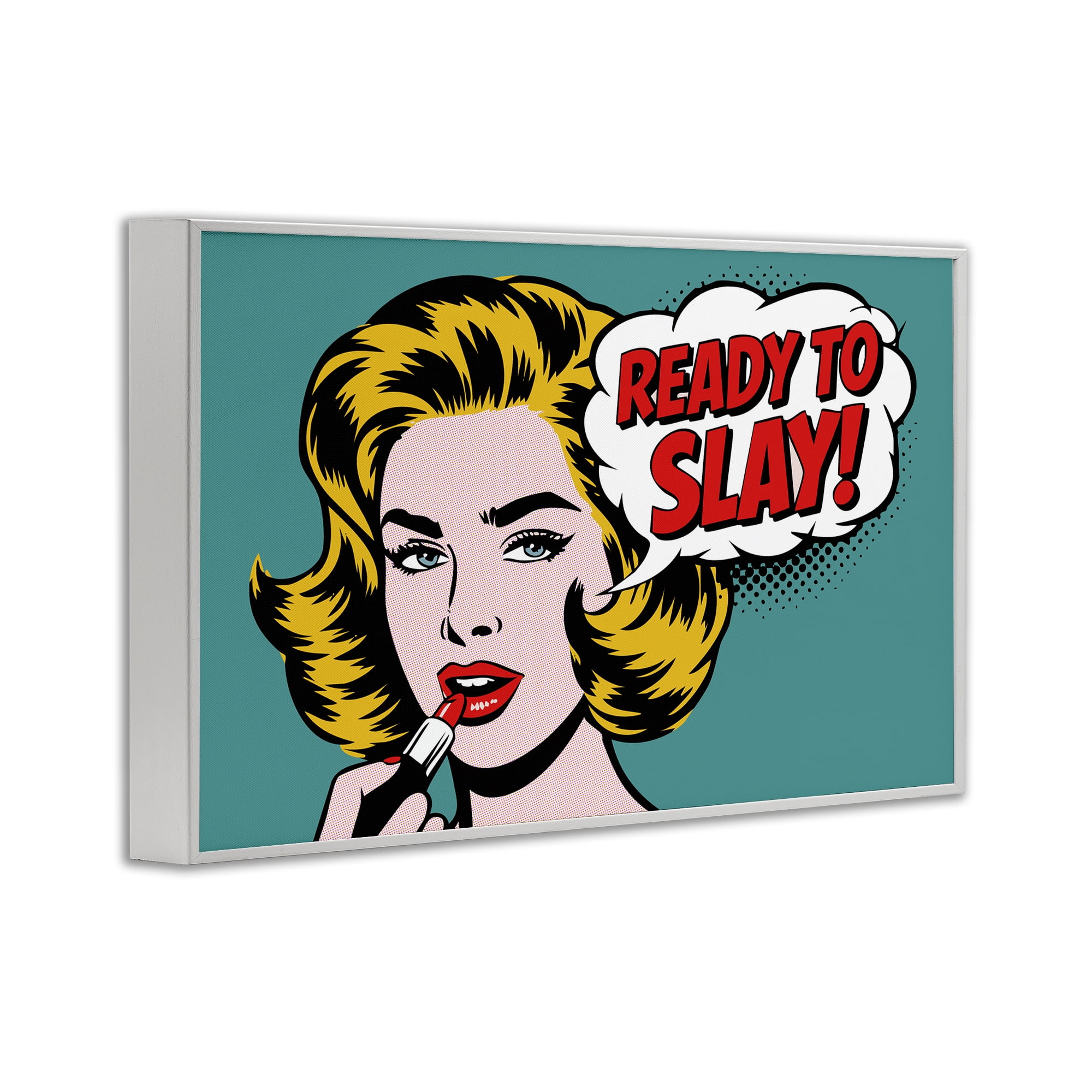 Stupell Industries Ready To Slay Pop Lipstick White Framed Giclee Art, design by Andreas Magnusson