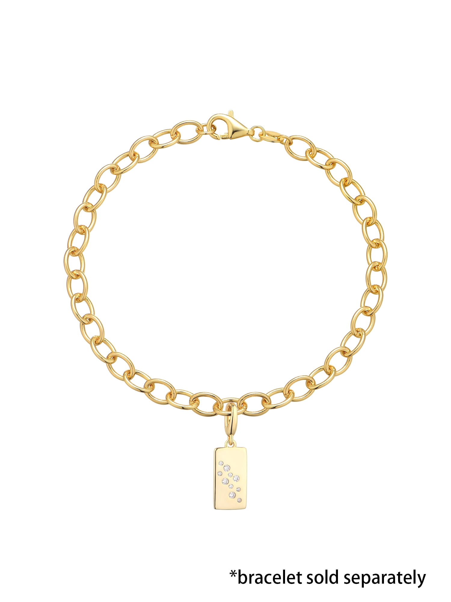 Brilliance Fine Jewelry Simulated Diamonds Rectangle Charm in 14KT Gold Plated Sterling Silver