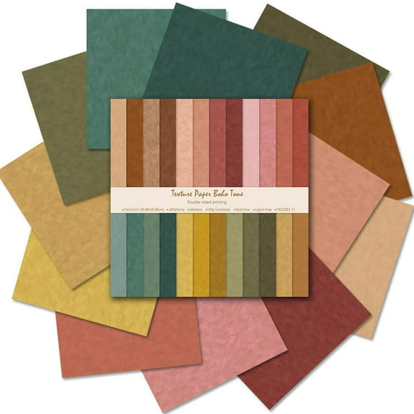Papel para álbumes de recortes Colabrili, tono bohemio, 30,5 x 30,5 cm, 24 hojas