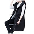thumbnail image 5 of Women's Hooded Sleeveless Quilted Down Vest Winter Warm Coat Padded Outerwear Jacket With Multiple Pockets, 5 of 8