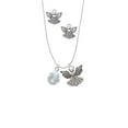thumbnail image 2 of Delight Jewelry Silvertone 3-D Frosted Clear Resin Ornament with Crystals Silver tone Guardian Angel Charm Necklace and Stud Earrings, 2 of 4
