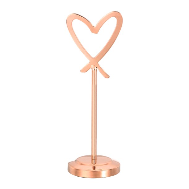 Soporte para Número de Mesa Uxcell, 5.91 x 2.1 Pulgadas Soportes Mini para Tarjetas de Lugar de Acero Inoxidable en Forma de Corazón para Restaurante Hotel Café Boda Fiesta Oficina, Oro Rosa