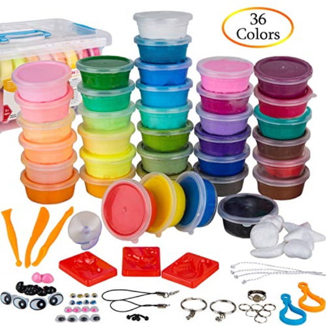Eco-Friendly Creative Art DIY Crafts Non-toxic Tools and Tutorials PolyClay Air Dry Clay 36 Colors DIY Modeling Clay Kit Best Gifts for Kids Ultra-light with Accessories FDA APPROVED 