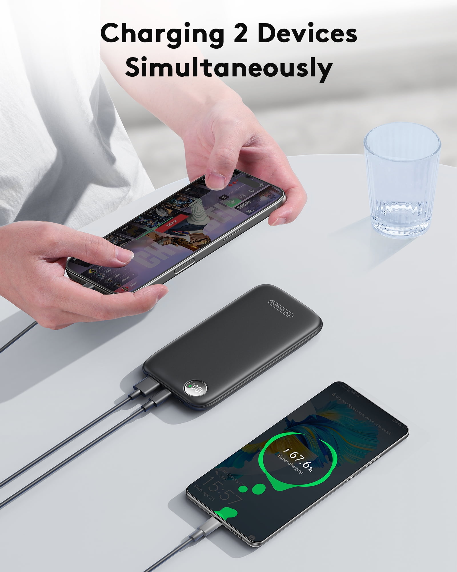Fast Charging Power Bank, 10000mah Portable Charger for iPhone, 22.5W USB C in&Out Battery Pack Phone Charger Portable, Slim Powerbank for iPhone 17/16/15 Series, Samsung, Google,Android