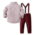 thumbnail image 4 of XinLfly Baby Boys Suit Set Formal Dress Shirt with Bow Tie, Suspender and Pants Kids Boys Gentleman Clothes,Red,6-7T, 4 of 6
