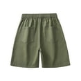 thumbnail image 5 of Mens Cargo Shorts with Pockets Plus Size Elastic Waist Solid Color Summer Casual Pants Outdoor Sports Leisure Work Hiking Workwear Gifts for Men Army Green M, 5 of 10