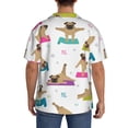 thumbnail image 3 of Uemuo Yoga Dogs Poses Pattern Cotton Linen Short Sleeve Shirts,Casual Lightweight Button Down Shirts,Vacation Beach Summer Tops-Small, 3 of 7