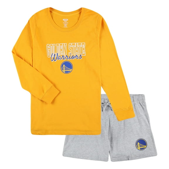 Women's Concepts Sport Gold/Heather Gray Los Angeles Lakers Plus Size Long Sleeve Top and Shorts Sleep Set