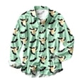 thumbnail image 4 of Shirts For Men Halloween Printed Casual Long Sleeve Button Down Lapel Blouse Comfortable Loose Fit Fall Tops Sky Blue M, 4 of 4