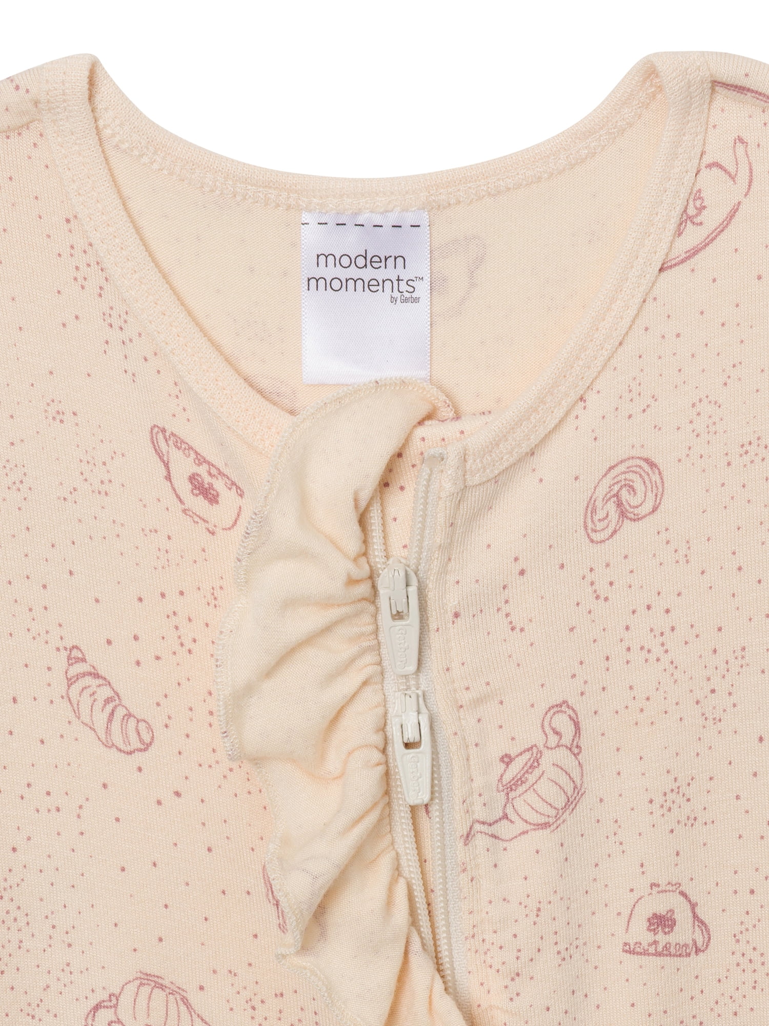 Modern Moments by Gerber Baby Girl Two-Way Zip Viscose Ruffled Coverall, Sizes Newborn - 24 Months