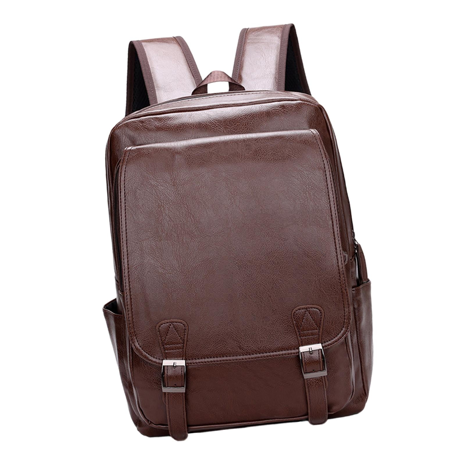 PU Leather Backpack with Adjustable Straps, Multiple Pockets, 10x4x12 Pratt Leather Multi Pocket Daypack Leather Backpack main image 4