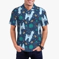 thumbnail image 4 of Xecao Alpaca Astronaut in Space for Mens' Casual Short Sleeve Button-Down Polo Shirts for a Classic Golf Look, 4 of 9