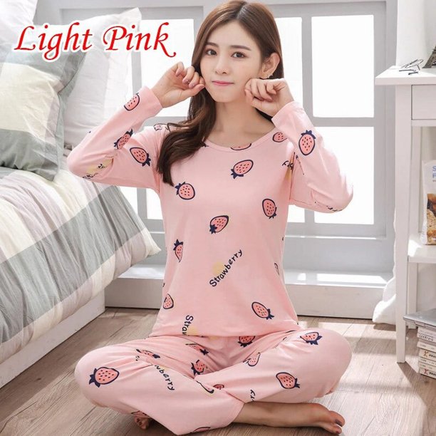 Pijamas de algodón y poliéster de manga larga con dibujos animados para mujer, pantalones casuales, conjunto de muebles para el hogar, Otoño, nuevo