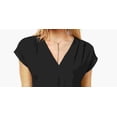 thumbnail image 2 of INC International Concepts Women's Inverted-Pleat V-Neck Top Black Size X-Small, 2 of 3