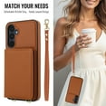 thumbnail image 3 of Allytechgroup Wallet Case for Samsung Galaxy A26 5G, Built-in Card Holder & Shoulder Strap & Wrist Strap Slim Shockproof Protective Full Body Cover Bumper for Samsung Galaxy A26 5G, Brown, 3 of 7