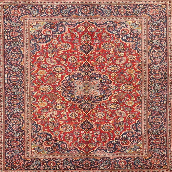 Ahgly Company Machine Washable Indoor Square Traditional Light Copper Gold Area Rugs, 7' Square